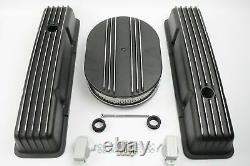 1958-1979 SBC Small Block Chevy 283-350 Tall Black Finned Engine Dress Up Kit