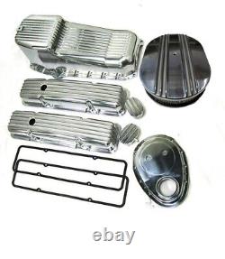 1958-1979 Small Block Chevy SBC 350 400 Tall Polished Finned Engine Dress Up Kit