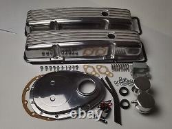 1958-79 SBC Small Block Chevy 283-350 Short Polished Finned Engine Dress Up Kit