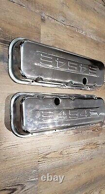 1965-1995 Chevy V8 engine Big Block 454 Steel Valve Covers Chrome low profile