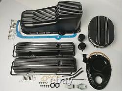 1980-85 SBC Small Block Chevy 283-350 Short Black Finned Engine Dress Up Kit