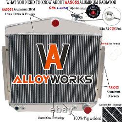 3 Row Aluminum Radiator For 1955 1956 Small Block/Big Block Chevy V8 Engine