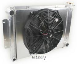 4 Row Radiator+Fan For 67 68 69 Small Block Chevy Camaro Firebird LS Engine Swap