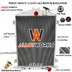 4-Row Radiator Fit 1932 Ford Hot Rod Small Block Chevy Engine Stock Height