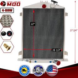 4-Row Radiator Fit 1932 Ford Hot Rod Small Block Chevy Engine Stock Height