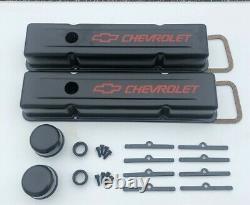 58-95 SBC Valve Cover Kit Chevrolet Steel Covers Black Small Block 327 350 383