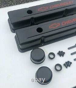 58-95 SBC Valve Cover Kit Chevrolet Steel Covers Black Small Block 327 350 383