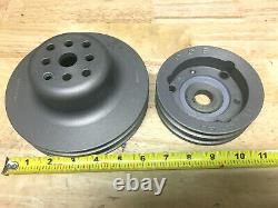 Aluminum small block chevy engine pulleys short water pump style crank pulley v