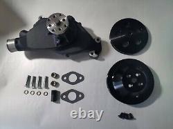 BBC Big Block Chevy Black Aluminum Short Water Pump 396 454 &2 Groove Pulley Kit