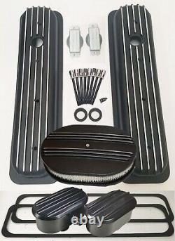 Black Small Block Chevy SBC Nostalgic Aluminum Engine Dress Up Kit Center bolt