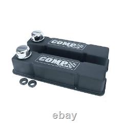 COMP Cams 280 Black-Wrinkle Powdercoated Tall Valve Covers, SBC, Pair