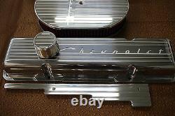 Chevrolet Chevy Finned Small Block Tall Billet Engine Dress Kit 12 Oval Air 350