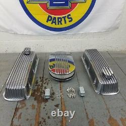 Chevy BBC 15 Half Finned Air Cleaner Engine Dress Up Kit Breathers 496 V8 454