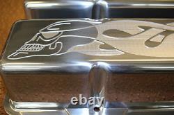 Chevy SB SH Skull Flames Small Block Stock Height Breathers PCV Valve Covers