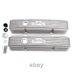 Edelbrock 41449 Valve Covers withOil Fill Hole, Small Block Chevy, Satin