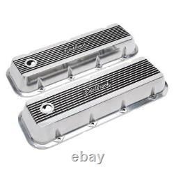 Edelbrock Engine Valve Cover Set 4275 Elite II Short Polished Aluminum for BBC