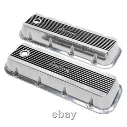 Edelbrock Engine Valve Cover Set 4275 Elite II Short Polished Aluminum for BBC