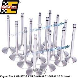 Engine Pro sb Chevy Stainless Steel Intake & Exhaust Valves 1.94 & 1.6 x 4.910