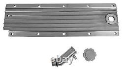 Engine Valley Cover Aluminum Polished Finned Chevy Small Block LS Each