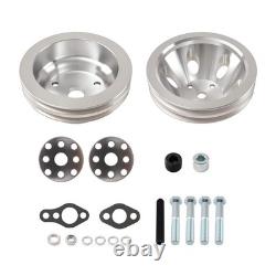 Engine Water Pump 2Grooves Crankshaft Pulley for Small Block Chevy 1969-1989