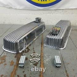 Finned Aluminum Engine Valve Covers with PCV Breathers Big Block Chevy BB 427 454