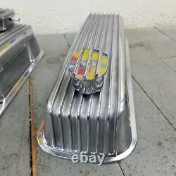 Finned Aluminum Engine Valve Covers with PCV Breathers Big Block Chevy BB 427 454