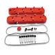 For Small Block Chevy V8 Gm Ls Tall Valve Covers Center Bolt Red Aluminum
