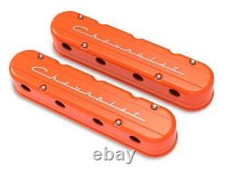 Holley 241-178 2-PC Chevrolet Script Factory Orange LS Chevy Valve Covers LSX