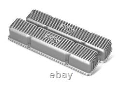 Holley 241-243 SBC Vintage Series Finned Valve Covers Natural Cast Finish