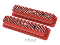 Holley 241-250 Finned Valve Covers for Small Block Chevy Engines Gloss Red