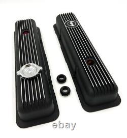 Holley Black Finned Muscle Series Valve Covers For Small Block Chevy 350