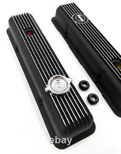 Holley Black Finned Muscle Series Valve Covers For Small Block Chevy 350