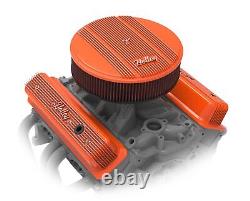 Holley Valve Cover Orange Finish Emission Provision for Small Block Chevy Engine