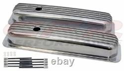 Polished Aluminum Fully Finned Short Valve Covers For 87-97 Chevy SB 5.0L 5.7L