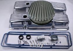 SBC 350 Small Block Chevy Tall Polished Aluminum Engine Dress Up Kit Valve Cover