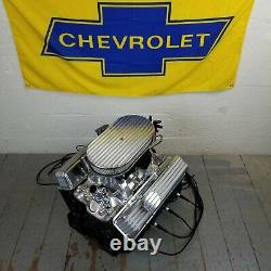 SB Chevy 15 Finned AC Engine Dress Up Kit Tall Valve Covers Breathers 283 350 8