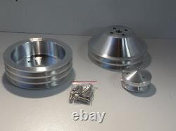 Small Block Chev Pulley Kit 307 350 383 Billet Alloy Balancer 3v Long W Pump 2v