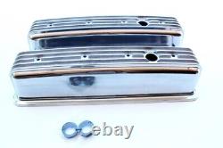 Small Block Chev Vortec Engine Rocker Covers Polished Finned Alloy