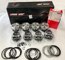 Small Block Chevy 400 V8 Hypereutectic Dish Top Piston Set with matching Rings