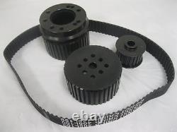 Small Block Chevy BLACK Gilmer Belt Drive Pulley Set Long Water Pump Pulleys