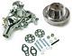 Small Block Chevy Chrome Long Aluminum Water Pump + 2 Groove Chrome Pulley Kit
