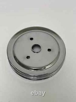 Small Block Chevy CHROME Short Water Pump & 1 / 2 Groove Crankshaft Pulley Kit