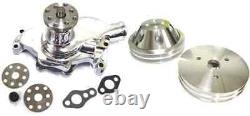 Small Block Chevy CHROME Short Water Pump + 2 / 2 Groove Crankshaft Pulley Kit