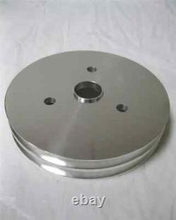 Small Block Chevy CHROME Short Water Pump + 2 / 2 Groove Crankshaft Pulley Kit