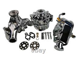 Small Block Chevy Chrome Long Water Pump Alternator Power Steering Pump Kit LWP