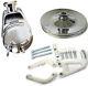 Small Block Chevy Chrome Saginaw Power Steering Pump + Keyway Pulley Bracket Kit
