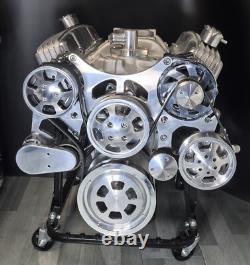 Small Block Chevy Complete Serpentine Engine Pulleys/Bracket Kit Aluminum CNC