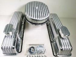 Small Block Chevy FINNED Alum Engine Dress up Kit Valve Covers 12 Air Cleaner