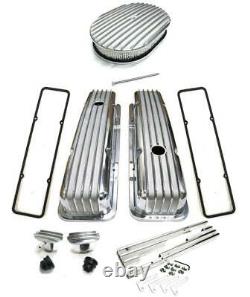 Small Block Chevy FINNED Aluminum Engine Dress up Kit Covers 12 Air Cleaner PCV