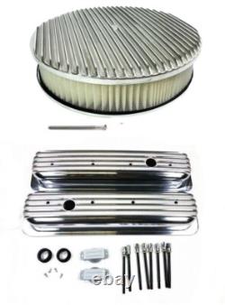 Small Block Chevy Finned Center Bolt Aluminum Engine Dress Up Kit 87+ Tall SBC